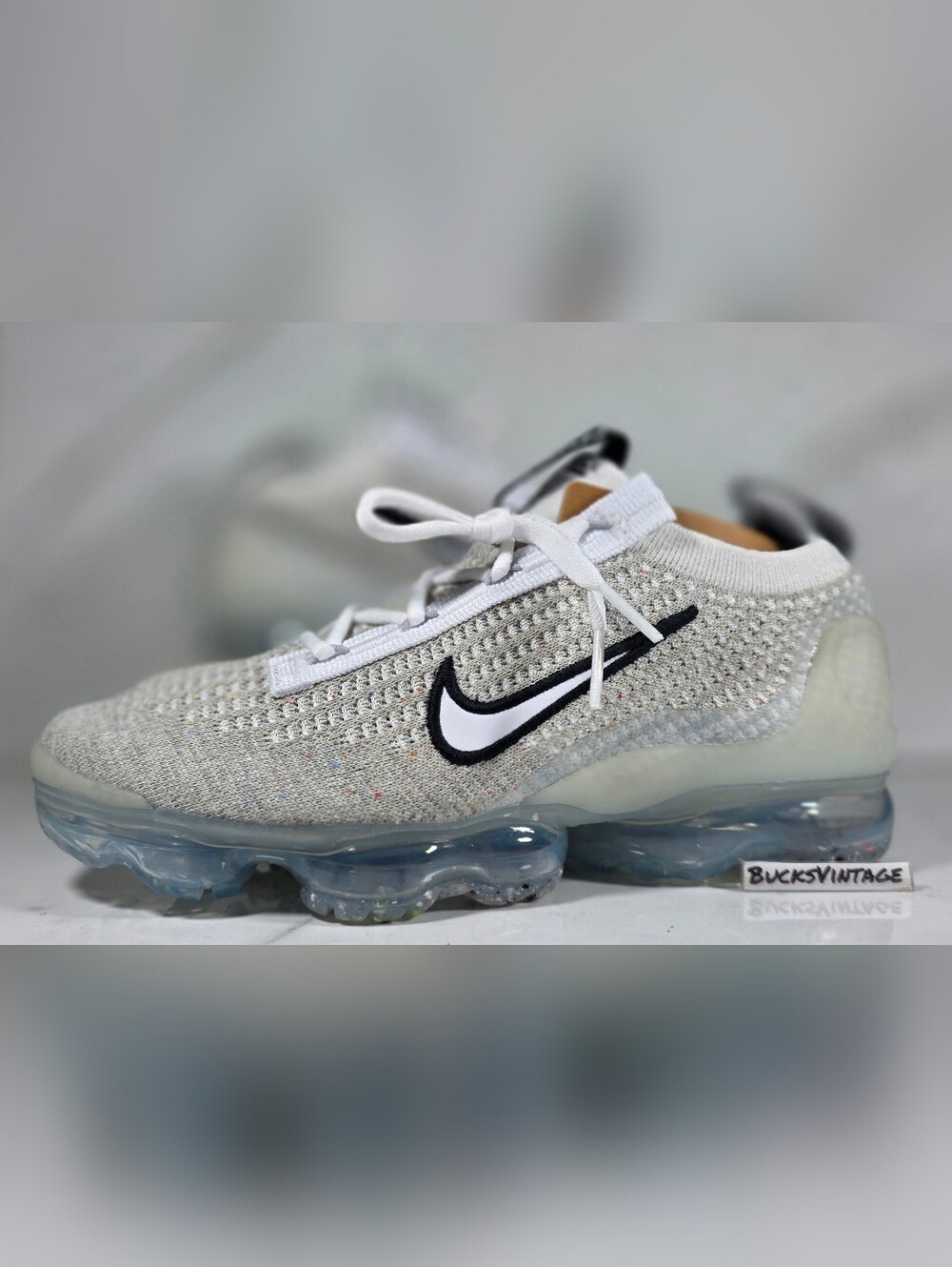 Nike Air Vapormax 2021 FK Youth Size 5Y = Women Size 6.5 Grey White DB1550 100
